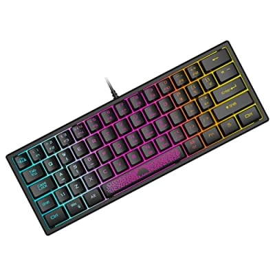 Image of ZIYOU LANG K61 60% Percent Gaming Keyboard, Compact RGB Chroma Backlit STK61 Wired Mechanical Feel Membrane UK Layout Pro Mini 62 Keys, Waterproof, for PS4 XBOX PC Laptop Mac/Black