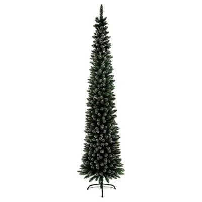 Image of Premier Christmas 2mtr 6ft Pencil Pine Flocked Artificial Slim Xmas Tree