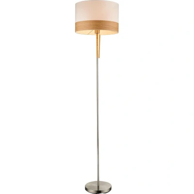 Image of Globo With a pull switch floor lamp Libba, cream wood