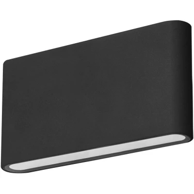 Image of Slim LED Outdoor Up Down Wall Lamp Black, Sandblasted, Warm White 3000K, IP54
