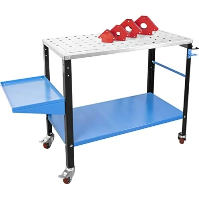 Image of Güde 20105 Mobile Welding Table MST 915 Plus (Welding Machine Console, Hanging Eyelets, Includes 4 Piece Magnets, Load Capacity 300 kg) Blue