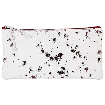 Image of Clairefontaine Ref 410115C Cosmicuir&#039; Suede Leather Flat Pencil Case 22 x 11cm, Made From Genuine Lambskin Leather, Metal Zip With Puller Cherry