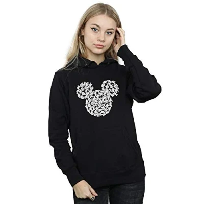 Image of Disney Women&#039;s Mickey Mouse Head of Hands Hoodie Black Large