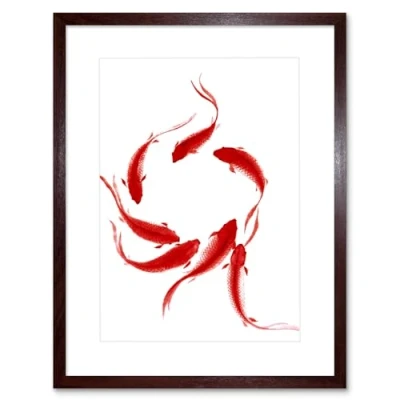 Image of Wee Blue Coo Koi Fish Painting Art Print Framed Poster Wall Decor 9x7 inch