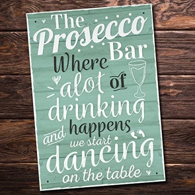Image of RED OCEAN Prosecco Bar Hanging Plaque BBQ Party Funny Alcohol Pub Sign Best Friend Birthday Gift