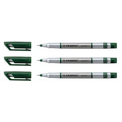 Image of Stabilo 189/36 Sensor Pen Fineliner 0.3mm Green (Pack of 3)