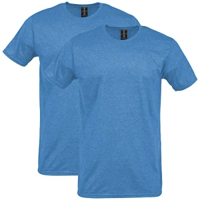 Image of Gildan Unisex&#039;s Softstyle Cotton T Shirt, Style G64000, Multipack, Heather Sapphire (2 Pack), Medium (Pack of 2)