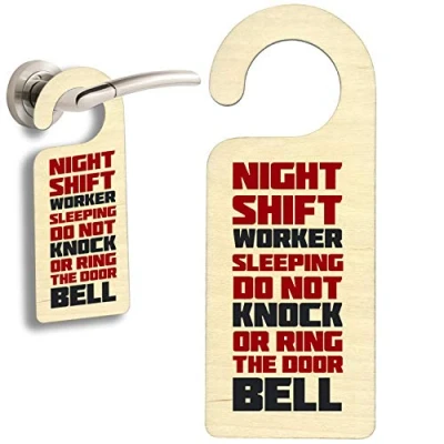 Image of Greeting Card Close to the Bone #1157 Night Shift Worker Sleeping Do Not Disturb Hanging Plaque Sign