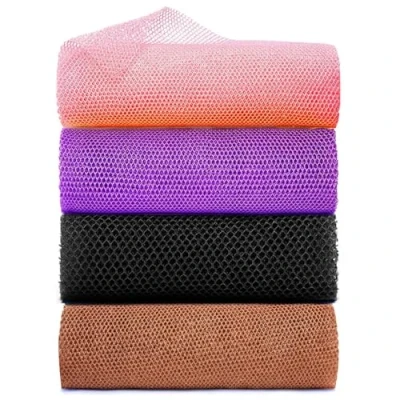 Image of XIANZANDER 4 Pcs African Net Sponge,African Exfoliating,Net Bath Sponge,Long Body Scrubber for Skin Smoother Daily Use(Pink,Purple,Black,Brown)