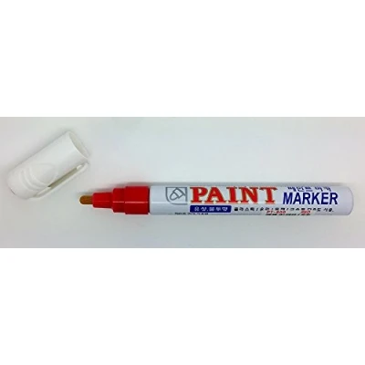 Image of Paint Pen Red Marker Will Writes on Tyres Metal Plastic Wood Glass Porcelain Rubber Garden Labels Fast Drying, Waterproof Pigment Ink Xylene Free