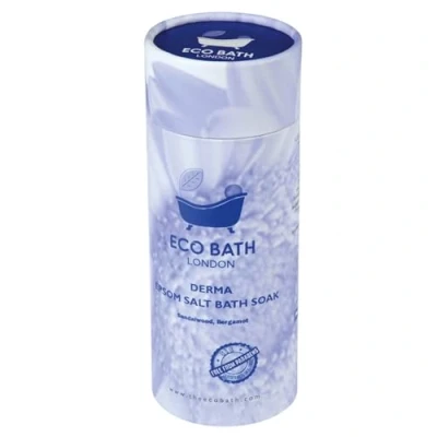 Image of Eco Bath London Derma Epsom Salt Soak Tube 1kg, Magnesium Infused with Sandalwood and Bergamot Essential Oils, Salts for Skin Care