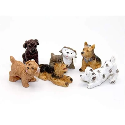 Image of Melody Jane Dolls House Mixed Set of Puppy Dogs Miniature Pet1:12 Scale Accessory
