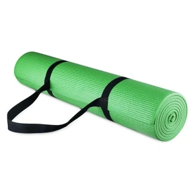 Image of BalanceFrom GoYoga All Purpose High Density Non Slip Exercise Yoga Mat with Carrying Strap, 1/4&quot;, Green