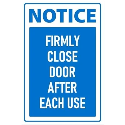 Image of Notice, firmly close door after each use, mandatory sign 1mm flexible Plastic (200mm x 150mm)
