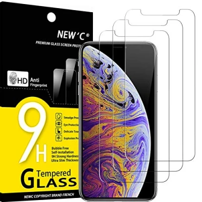Image of NEW&#039;C 3 Pack Designed for iPhone 11 Pro Max and XS (6.5&quot;) Screen Protector Tempered Glass,Case Friendly Scratch proof, Bubble Free, Ultra Resistant Transparent