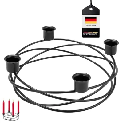 Image of bremermann Candle Holder Wreath Shape for Dinner Candles, Candlesticks (Black)