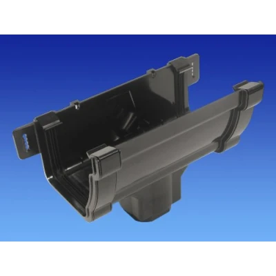Image of OSMA Black 111mm Gutter Running Outlet for Stormline Ogee System 8T806B
