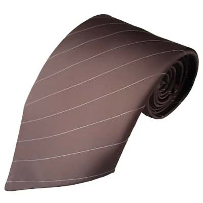 Image of Men&#039;s Extra Wide 5 Inch Kipper Neck Tie (Brown Pinstripe)
