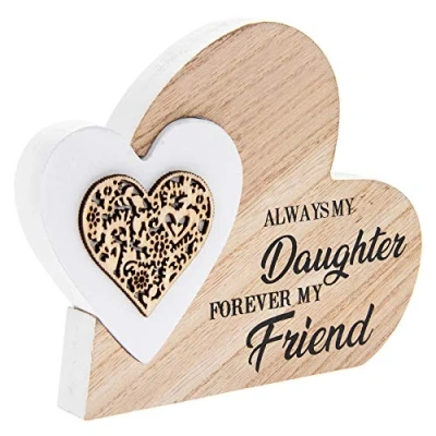 Image of Plaque Double Heart Always My Daughter 1 Piece 15x2x12 cm