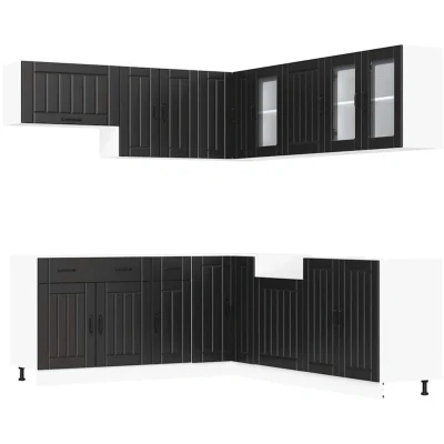 Image of Vidaxl 11 Piece Kitchen Cabinet Set Lucca Black Engineered Wood