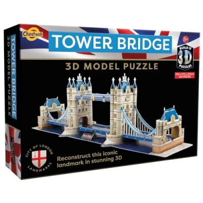 Image of Cheatwell Games BYO 3D Puzzle of Tower Bridge London Puzzles for Kids Adults Large Jigsaw Model Kit Game Toy to Build Gifts Children and Adults, 120 Pieces