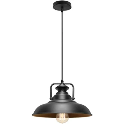 Image of Retro Industrial Pendant Light Black Metal Workshop Vintage Ceiling Lamp Shade M0076F