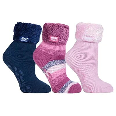 Image of Heat Holders Womens Fluffy Slipper Bed Socks with Grips