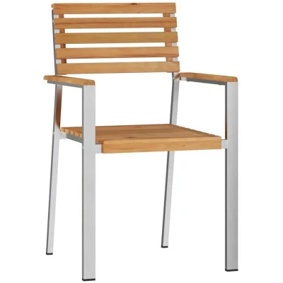 Image of vidaXL Stackable Garden Chairs 2 pcs Solid Wood Teak&amp;Stainless Steel