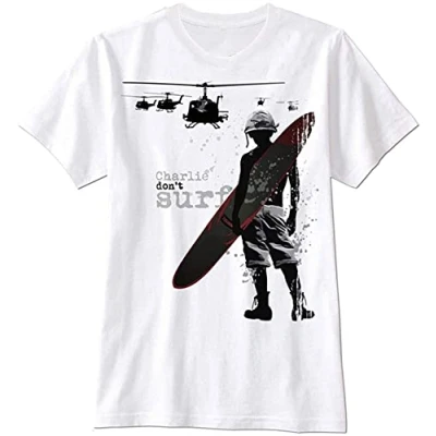 Image of Charlie Don&#039;t Surf Apocalypse Vietnam Now War Army Soldier Retro Men T Shirt White L