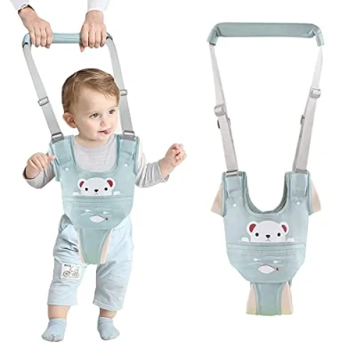 Image of IULONEE Infant Adjustable Safety Harnesses Pulling and Lifting Dual Use Standing Up Walking Learning Helper with Detachable Crotch Suitable for 9 24 Month Baby(Green)
