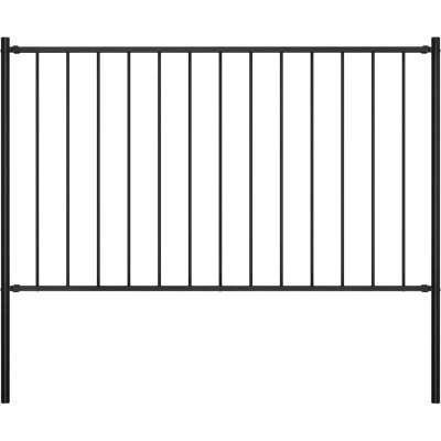 Image of vidaXL Fence Panel with Posts Powder coated Steel 1.7x0.75 m Black
