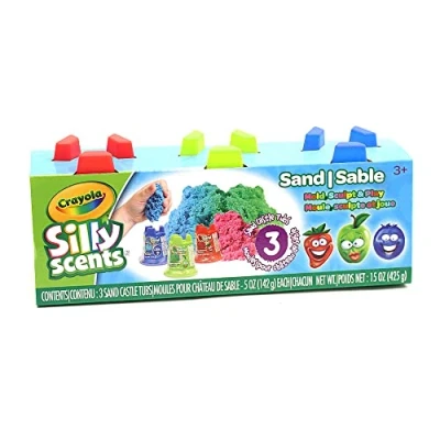 Image of Crayola Silly Scents Unique Fruit Scented Play Sand Pots Pack of 3