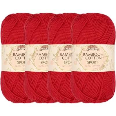 Image of JubileeYarn Bamboo Cotton Sport Yarn 50g/Skein Carmine Red 4 Skeins