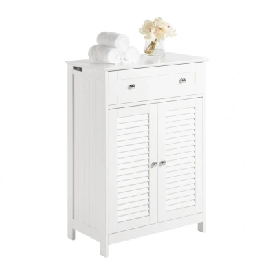 Image of SoBuy Bathroom Storage Cabinet Cupboard with 2 Shutter Doors White W60 x D35 H87cm FRG238 W