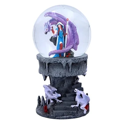 Image of Nemesis Now Anne Stokes Dragon Mage Snowglobe Shaker, Polyresin, Purple, 18.5cm