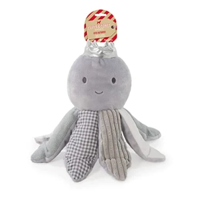 Image of Rosewood Otis Octopus, Christmas Crinkle Plush Dog Toy, Grey, 16cm x 33cm