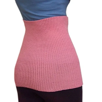 Image of Unisex Tummy Band 100% Merino Wool Belly Kidney Waist Warmer haramaki Pregnant Women Men Knit Knitted (L, Pink)
