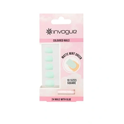 Image of Invogue Matte Pastel Mint Green Square Nails (24 Pieces)