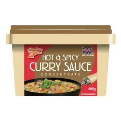 Image of Goldfish Hot &amp; Spicy Curry Sauce Concentrate 405g VEGETARIAN (Pack of 2)