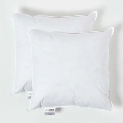 Image of HOMESCAPES 2 Pack Luxury Duck Feather Cushion Inserts 40cm x (16 16) Perfect Bounce Back and Down Proof Cover Generously Filled Inner Pads Filler, Hypoallergenic RDS Certified Machine Washable