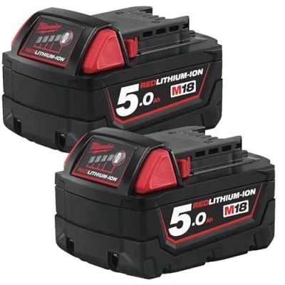 Image of Milwaukee M18B5 18V 5.0Ah RedLithium Ion Batteries (Twin Pack)