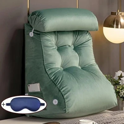 Image of XIBANY Reading Pillow,Wedge Pillow,Lumbar Support Cushion,Backrest Pillow For Bed/Sofa,Perfect Back While Relaxing,Sitting,Gaming,Reading,or Watching TV