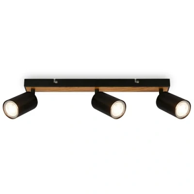 Image of BRILONER 3 GU10 Spotlight Ceiling Lights, max 9W, On/Off, spot Lights Ceiling, Living Room, Kitchen for Bedroom, 44 cm, Black Wood
