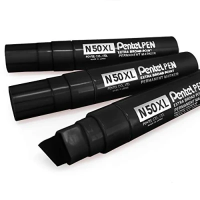 Image of Pentel N50XL Extra Large Broad Permanent Marker Chisel Tip Pack of 3 Black