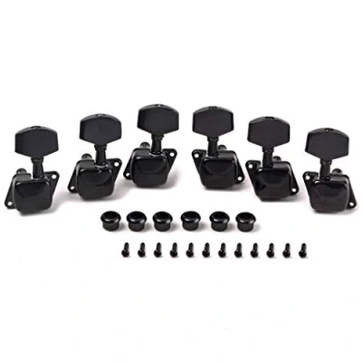 Image of Alnicov Semiclosed Guitar Tuners 3L3R String Tuning Pegs Keys Machine Heads Set For Epiphone Les Paul Electric Or Acoustic Guitar, Black
