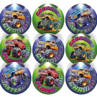Image of 144 Monster Truck Children&#039;s Reward Stickers 30mm Teacher Parents School