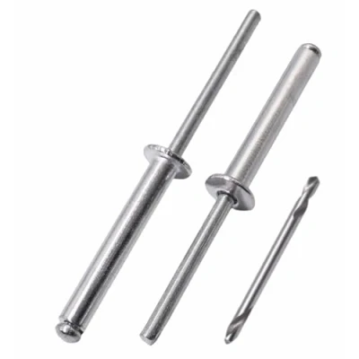 Image of SKIR&#039;CO (200 pcs) Aluminium Blind Rivets 4.8 x 30 mm, Steel Mandrel, Pop Rivets, Dome Head, DIN 7337 Drill Bit Included