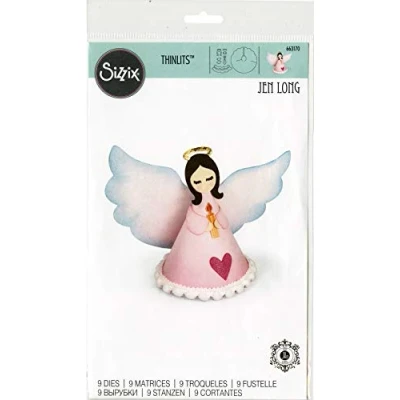 Image of Sizzix 663170 Thinlits Die Set Angel, 3 D by Jen Long (9 Pack), Paper, Multicoloured