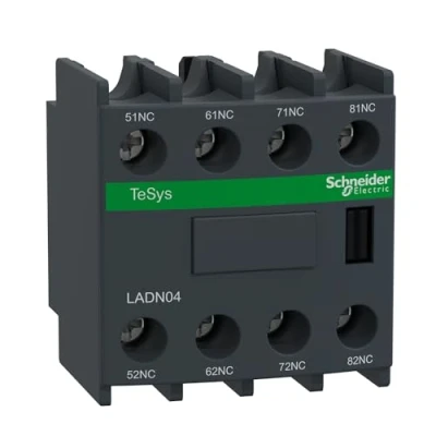 Image of Schneider Electric, Auxiliary contact block, TeSys D, 4NC, front mounting, screw clamp terminals, LADN04