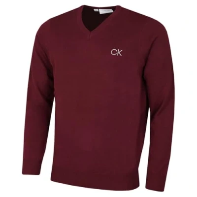 Image of Calvin Klein Mens V Neck Sweater Burgundy XL